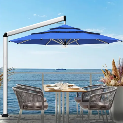 Miniatura 12 de EliteShade USA Sombrilla de Mercado de 10 Años Sin Decoloración de 9 Pies 3 Niveles Sombrilla de Patio Sombrilla de Mesa para Exteriores con Beige