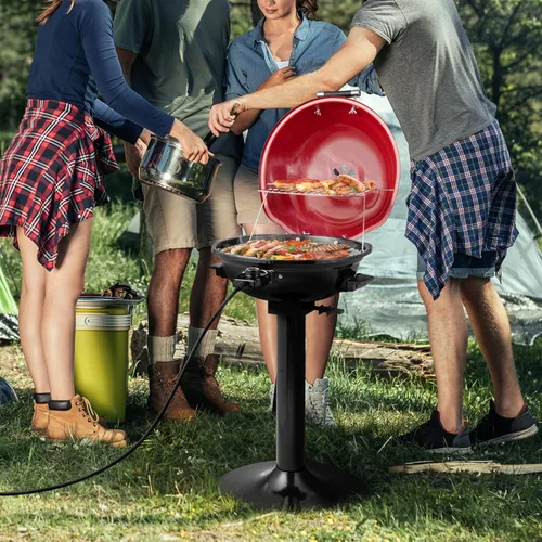 Miniatura 9 de ARLIME Parrilla eléctrica al aire libre de 1600 W, parrilla de barbacoa con estante de calentamiento para 15 porciones, temperatura ajustable, Rojo