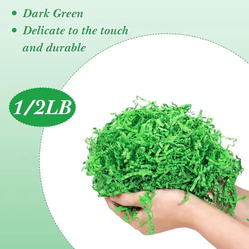 Miniatura 2 de Outus Relleno de papel arrugado verde de 0.5 libras para bolsa, caja de regalo, cesta, color verde hierba, corte arrugado, relleno de papel