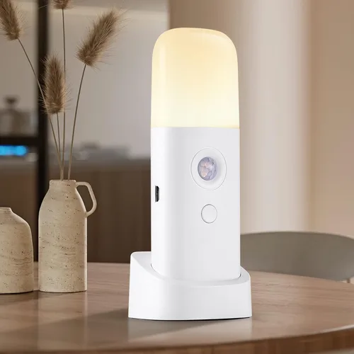 Miniatura 8 de CREWEEL Luces nocturnas con sensor de movimiento para interiores, luz nocturna recargable, funciona con pilas, luz nocturna portátil con brillo