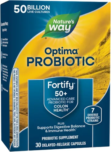 Nature's Way Fortify Optima Optima - Probiótico diario para adultos 50+ 50 mil millones de cultivos vivos, 7 cepas, 30 cápsulas