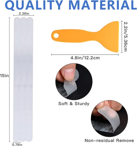 Miniatura 2 de Supkiir Adhesivos antideslizantes para bañera, 24 unidades antideslizantes con raspador para bañera, bañera, ducha, piscina, escaleras, cocina, 15
