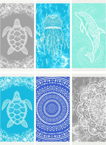 Miniatura 42 de Widdonen Toalla de playa turca fina, ligera, de secado rápido, absorbente, de algodón, para baño, piscina, toallas de natación, extra grandes, sin