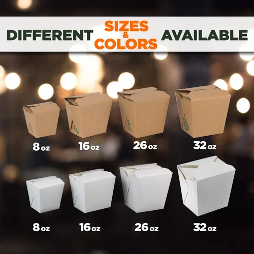 Miniatura 7 de Fit Meal Prep Paquete de 50 cajas chinas para llevar – 32 oz contenedores de alimentos chinos blancos lisos para comidas asiáticas – Cajas de comida