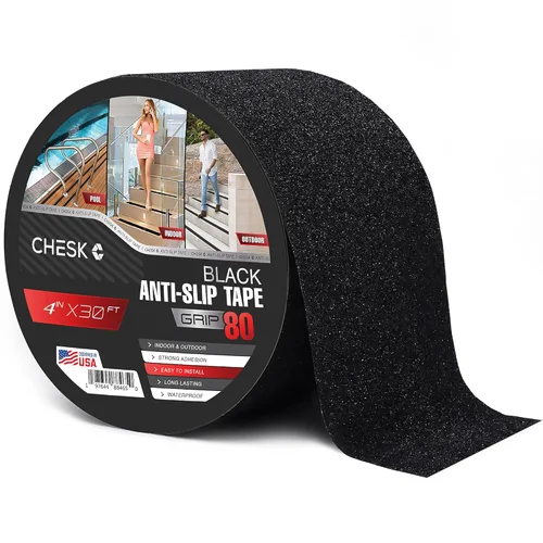 Miniatura 9 de Chesk Cinta de agarre para escaleras – Cinta de agarre negra que brilla en la oscuridad de 2 pulgadas x 30 pies – Peldaños de escalera adhesiva