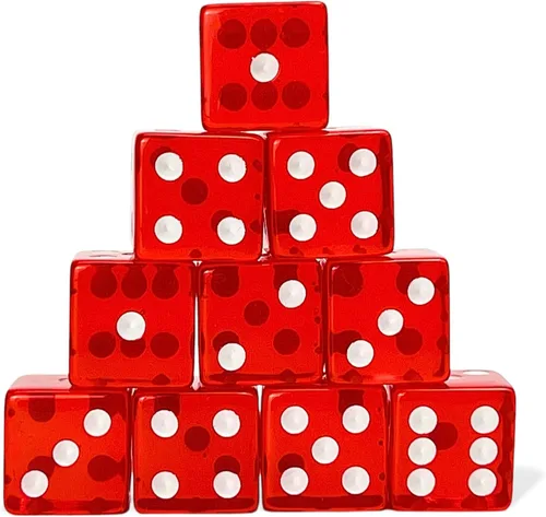 Miniatura 10 de Luck Lab Paquete de 10 dados de 19 mm - Dados D6 acrílicos y translúcidos, cuadrados con bordes redondeados para casino, craps, juegos de mesa RPG
