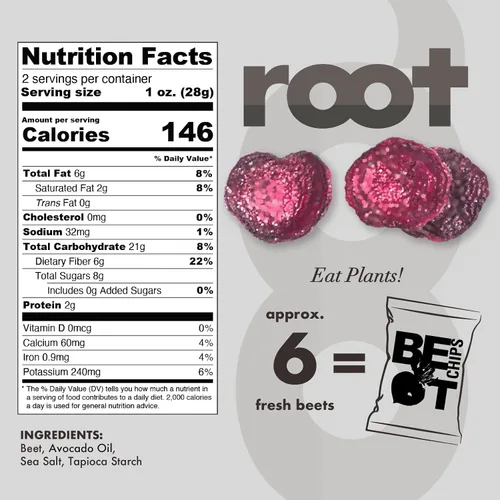 Miniatura 2 de Root Foods Chips de remolacha, aperitivo vegetal natural, patatas fritas de verduras sin OMG, buenas para adultos, niños, vegano, sin gluten, halal