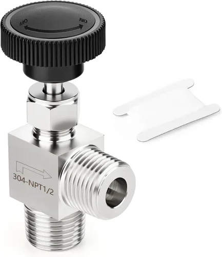 Miniatura 21 de TAISHER 1 pieza Válvula de aguja recta de acero inoxidable 304 1/2" NPT macho x 1/2" NPT hembra para control de flujo de agua, gas, aceite con rosca