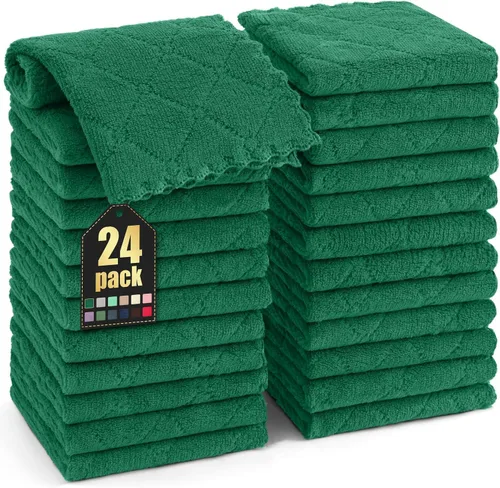 Miniatura 41 de Homaxy - Paquete de 12 trapos de cocina (10 x 10 pulgadas, morado), de terciopelo coral, supersuaves y absorbentes, de secado rápido, paño