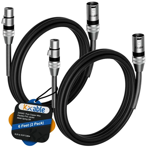 Miniatura 12 de Cables de micrófono XLR (1 pie, paquete de 2), cable de micrófono balanceado XLR macho a hembra, cordón de altavoz blindado de 3 pines, conectores