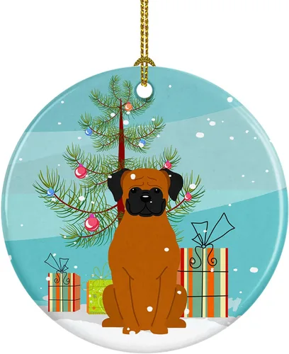 Miniatura 64 de Caroline's Treasures Adorno de cerámica para árbol de Navidad, Laika Spitz de Siberia Occidental, decoración colgante para árbol de Navidad