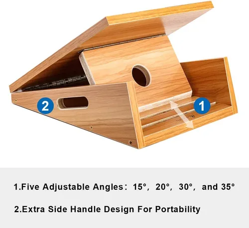 Miniatura 5 de StrongTek Tabla inclinada de madera extragrande, tabla inclinada ajustable y estirador de pantorrillas, tabla de estiramiento, mango lateral extra