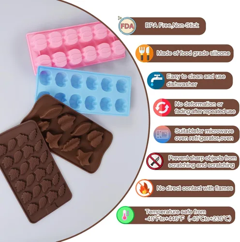 Miniatura 6 de 4 moldes de silicona con forma de hojas de arce en 3D de otoño, bandeja de molde de calabaza de hoja de arce de 12 formas para Halloween, Acción