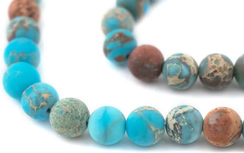 Miniatura 123 de The Bead Chest Cuentas de Jade Blanco Mate Redondas (8mm): Piedra Preciosa Orgánica Redonda Esférica de Energía con Poder de Sanación para Hacer