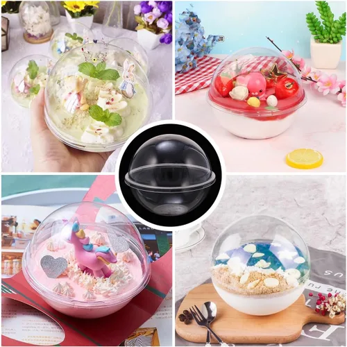 Miniatura 3 de CALLARON Contenedor de pastel con forma de bola transparente de 5.11 pulgadas, transparente, redondo, portátil, juego de 10 mousse ligero