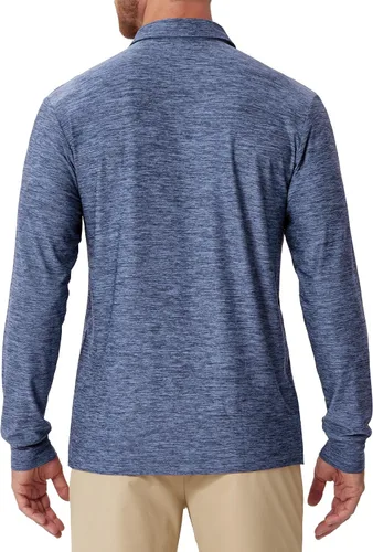 Miniatura 20 de NAVISKIN Camisas polo de manga larga para hombre, camisas de golf con cuello UPF 50 SPF para hombre, secado rápido, absorbe la humedad