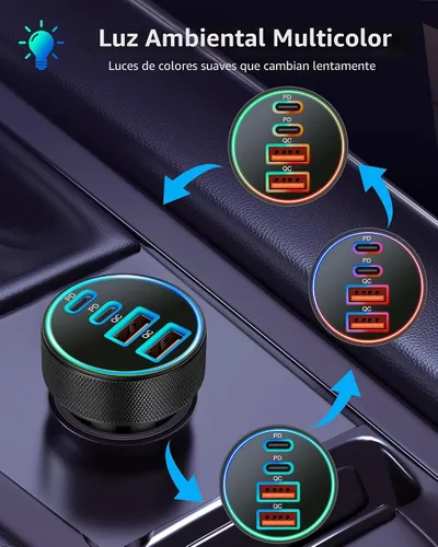 Miniatura 8 de Cargador de Coche USB C, Cargador de Teléfono de Coche de 4 Puertos 90W de Carga Súper Rápida Accesorios de Cargador de Coche Dual USB-C y USB-A
