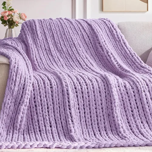 Miniatura 9 de Negwoo - Manta de punto grueso, de felpilla, para cama y sofá, manta de ganchillo hecha a mano, grande y gruesa, lavable a máquina, bonita y cómoda