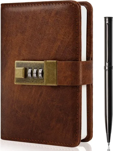 Miniatura 12 de WEMATE Diario con Cerradura, Diario con Cerradura, Cuaderno de Contraseña, Bolígrafo y Caja de Regalo - Perfecto para Hombres y Mujeres - 4.3X Negro