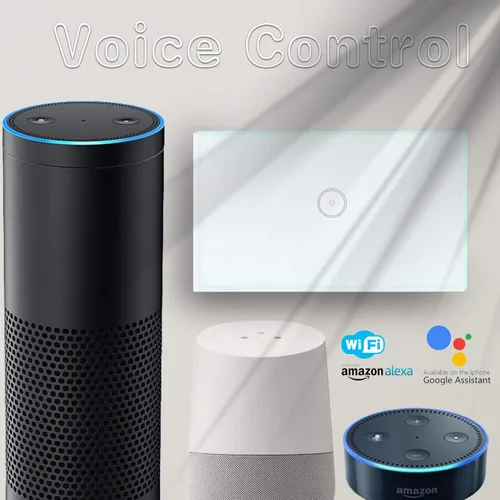 Miniatura 5 de Jinvoo Interruptor de luz táctil inteligente WiFi de pared, control remoto para teléfono inteligente, compatible con iOS y Android, con Alexa Echo
