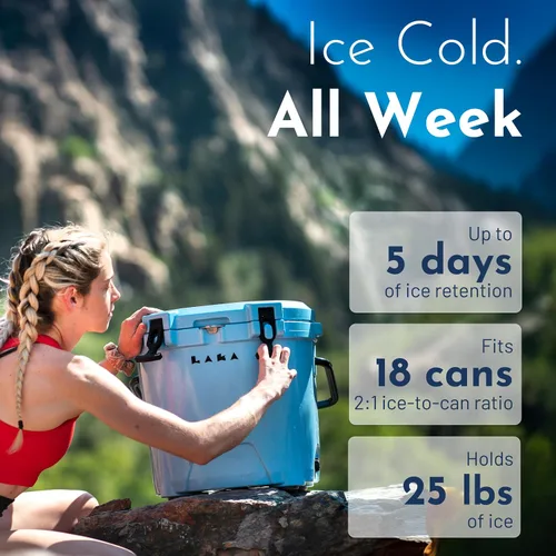 Miniatura 4 de LAKA Small Cooler - 20 Quart Rotomolded Hard Ice Chest, Insulated Cooler for Beach, Camping, Travel & Fishing, Holds 18 Cans + 25 lb Ice, Up to 5