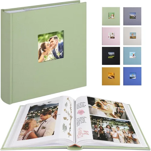 Miniatura 8 de 1DOT2 Álbum de fotos con espacio de escritura, 50 páginas, fotos de 4 x 6 pulgadas, capacidad para 200 o 5 x 7 pulgadas, tapa de lino, álbumes
