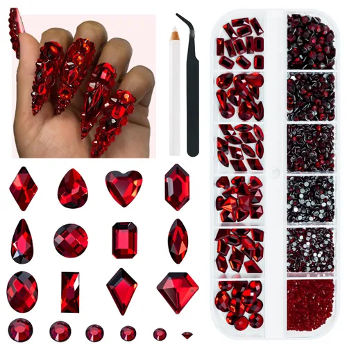 Miniatura 7 de Qiipii 2052 piezas de diamantes de imitación amatista púrpura para uñas, diamantes de imitación de vidrio de color lila claro para uñas, 72 formas