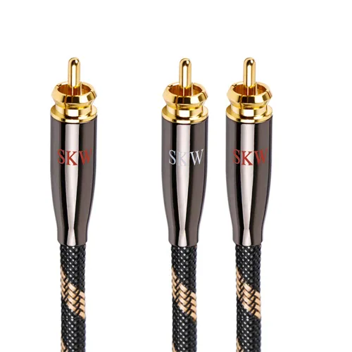 SKW Cable divisor RCA Y (1 macho a 2 macho) - Cable de subwoofer de 3.2 pies (3.3 ft) con cobre de ultra alta pureza y blindaje múltiple para cine