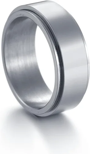 Miniatura 23 de Anillos giratorios para hombres y mujeres, anillos de ansiedad para hombres, anillos de cadena para adultos, anillos de titanio y acero Negro azul