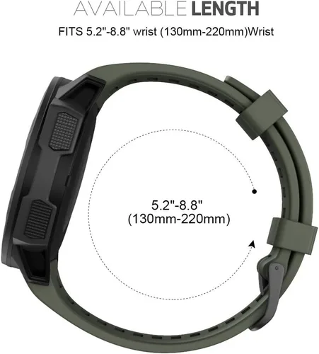 Miniatura 7 de ANCOOL Correa de repuesto de silicona suave para Garmin Instinct de 0.866 in para Garmin Instinct 2/Solar/Tactica/Esports Smartwatch (verde militar)