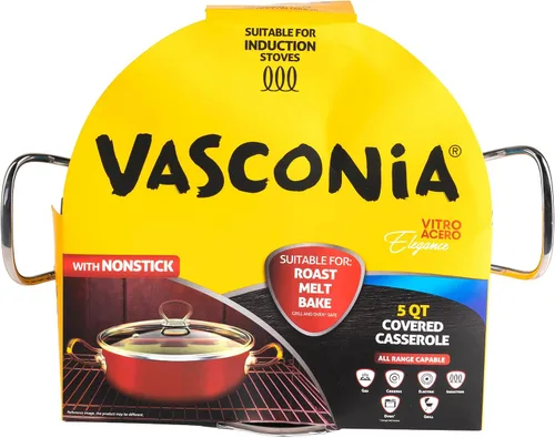 Miniatura 2 de Vasconia Elegance - Cacerola de 5 cuartos con tapa de vidrio (verde azulado) apta para lavavajillas, parrilla y horno hasta 480 ℉