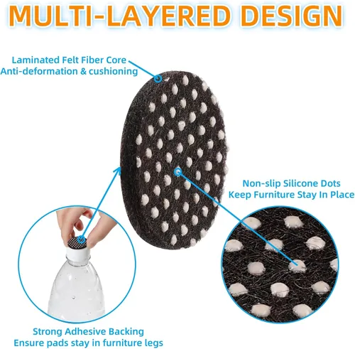 Miniatura 4 de Furnigear Almohadillas antideslizantes para muebles, autoadhesivas, antideslizantes, almohadillas resistentes para suelos de madera dura