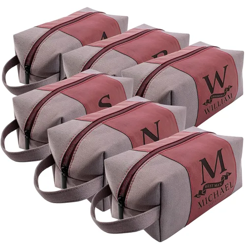 Miniatura 14 de Regalos personalizados para padrinos de boda, bolsas de aseo personalizadas para hombres, regalos de padrino de boda, Beige, Diseño #1, Juego de 3