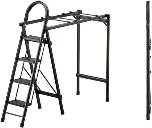 TOMYEUS Escurridor plegable multifuncional para secar ropa de doble propósito, escalera telescópica plegable de aleación de aluminio, escalera de