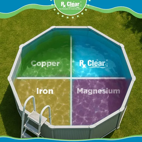 Miniatura 3 de Rx Clear Metal Out Evita manchas, decoloración y acumulación de incrustaciones en las superficies Minerales complejos de quelatos de piscinas