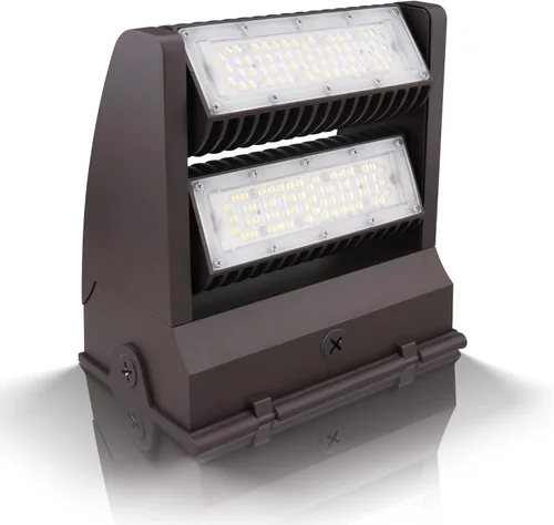 Paquete de luz LED de pared de 80 W, 10800 lm 5000 K cabeza giratoria ajustable, luz de seguridad comercial IP65 para almacén, edificio, listado UL,