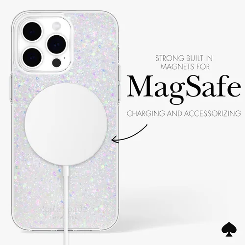 Miniatura 5 de Kate Spade New York Funda para iPhone 15 Pro Max, compatible con la funda MagSafe para teléfono, purpurina gruesa iridiscente