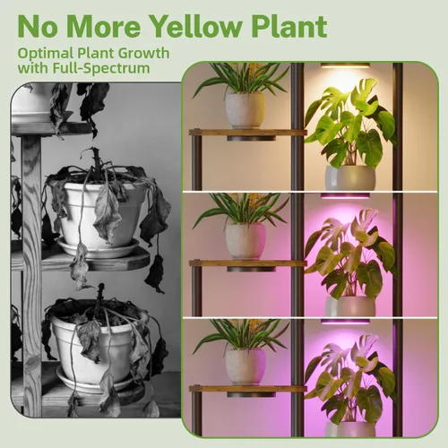 Miniatura 3 de iDavosic.ly Soporte alto para plantas con luces de cultivo para macetas grandes y resistentes, estante de flores de esquina interior de 4 niveles