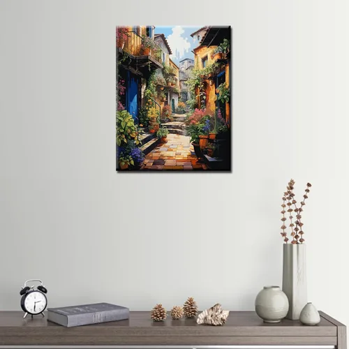 Miniatura 2 de Tucocoo Pintura pintoresca de carril por números para adultos, flores coloridas para puerta, pintura en lienzo para niños, pinceles