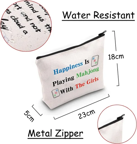 Miniatura 2 de JXGZSO Bolsa de Mahjong - La felicidad está jugando a Mahjong con la bolsa de juego de mesa para niña Bolsa de compras para niña Mahjong