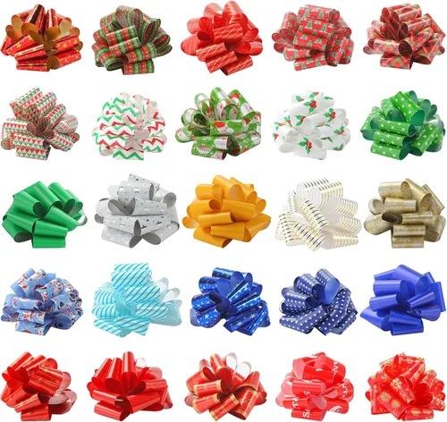 3 otters 26 lazos de Navidad para envolver regalos, lazos de Navidad de 6.2 pulgadas para regalos de Navidad, envoltura de regalos decorativos de