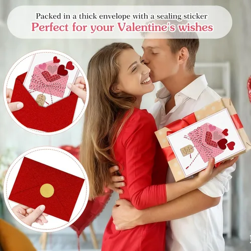 Miniatura 7 de FLYAB Tarjeta de San Valentín con sobre, corazones 3D, regalos para el día de San Valentín, cumpleaños, aniversario, tarjeta del día de la madre