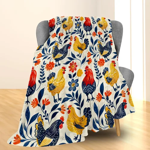 Miniatura 2 de Manta de gallo de pollo Manta de franela suave, cálida y ligera, perfecta para sofá, cama, decoración, viajes y uso al aire libre, mantas