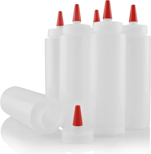 Miniatura 8 de Pinnacle Mercantile Paquete de 3 botellas exprimibles de condimentos de 8 onzas, tapa roja, suaves para glaseado, salsa de tomate, glaseado