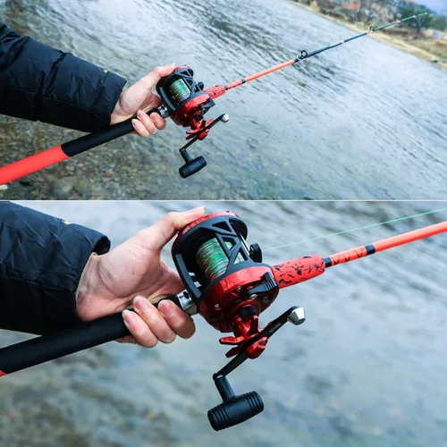 Miniatura 9 de Sougayilang Combo de Carrete Convencional y Caña de Pescar de Fibra de Vidrio, Media Pesada para Pesca de Bagres Rojo-6FT-3000