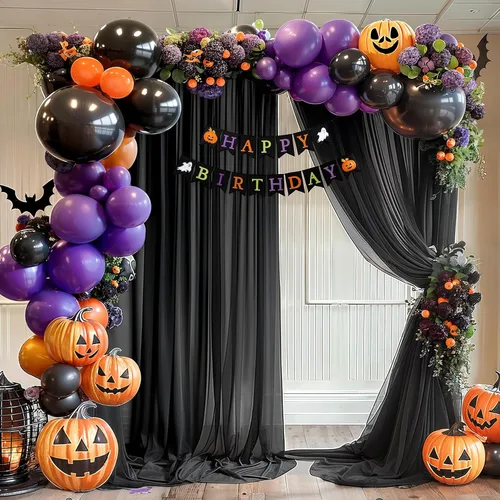 Miniatura 6 de Tela Negra para Drapeado de Arco de Boda 1 Panel 30'' x 20 Pies Cortinas Negras Tela Transparente Telón de Fondo Telas para Drapeado de Arco