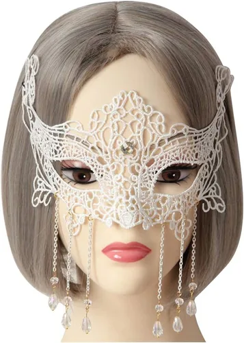 Miniatura 2 de HAOZAIKEJI Máscara de zorro para fiesta de Halloween, media máscara de encaje para mujer, máscara veneciana hueca para baile de graduación, baile