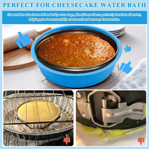Miniatura 6 de Protector de silicona para tartas de queso de 9 pulgadas, protector de molde desmontable antiadherente sin BPA para tartas de queso, evita que