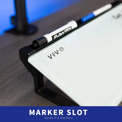 Miniatura 8 de VIVO DESK-WB16D - Pizarra blanca de escritorio de cristal de 16 x 7 pulgadas con ranura para marcador y almacenamiento abierto, superficie blanca
