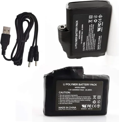 Baterías Recargables Li-Polímero 7.4V 2200mAh/3500mAh/5000mAh, Batería Recargable para Ropa Calentada Li-Ion, Reemplazo de Batería para Guantes,